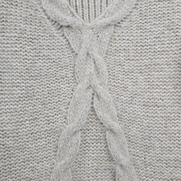 NSF Cable Knit Sweater Womens Medium Beige Alpaca Wool V‑Neck Hand Loomed - Picture 4 of 10